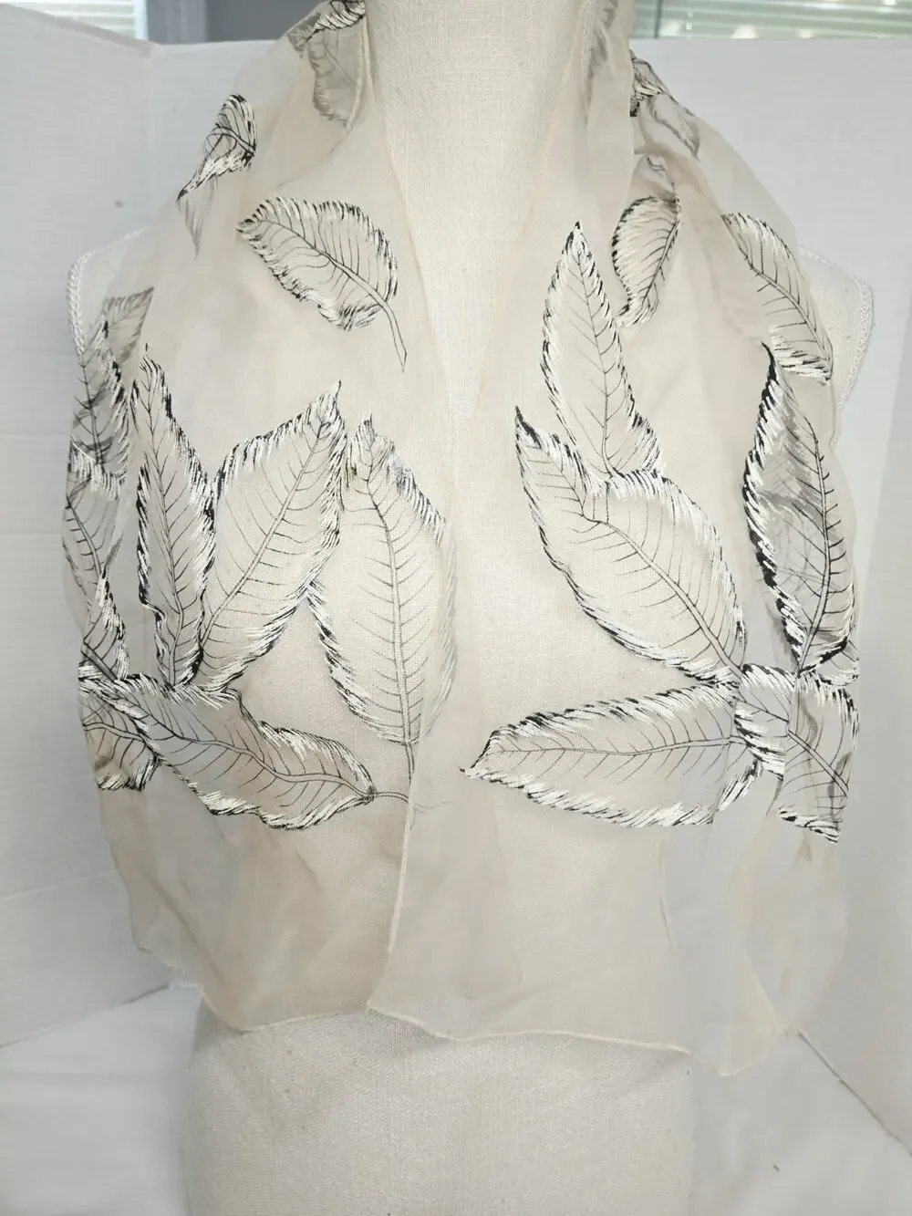 Feather Fringe Wrap Nylon Scarf Ladybug Made ITaly Lace Sheer Grunge Boho